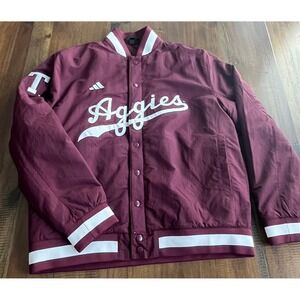 Adidas Texas A&M Aggies Coaches Jacket Maroon White Front Full Snap Mens Large